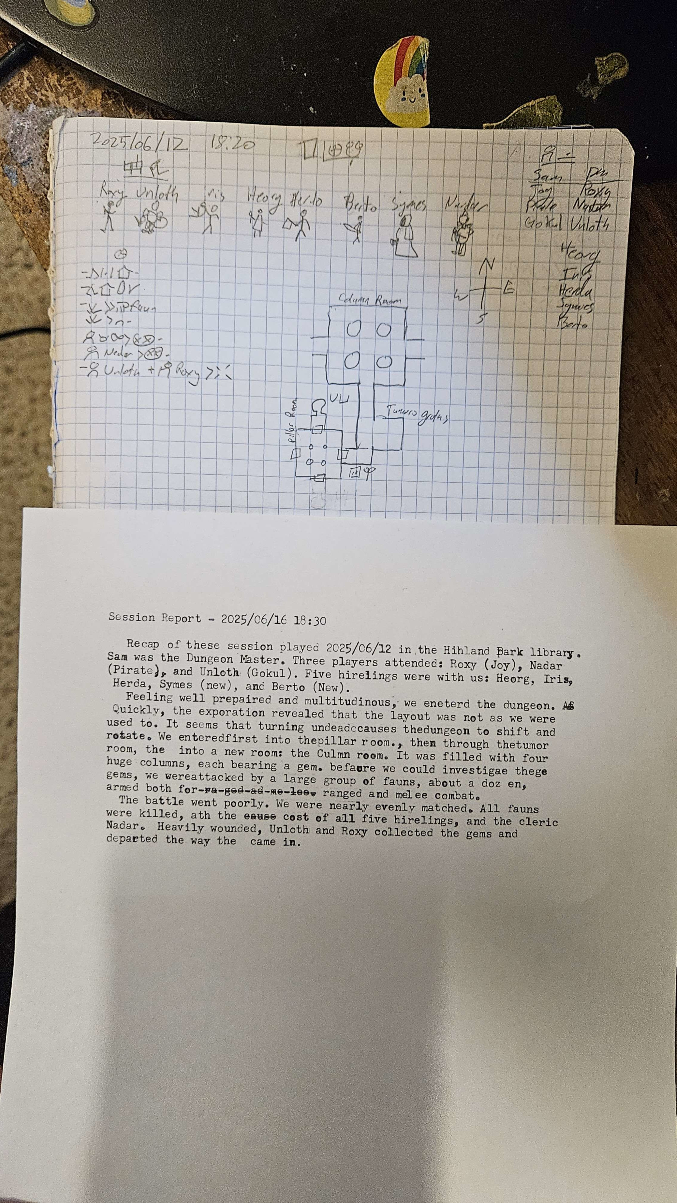 Typewritten play report